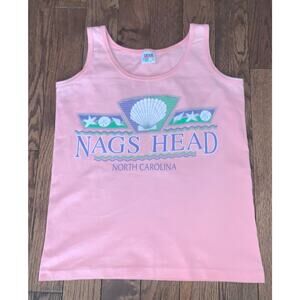 Vintage Nags Head North Carolina Tank Top Pink Made in USA Kids Size S